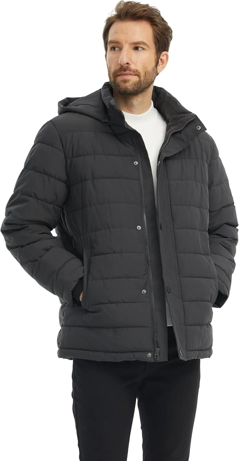wantdo Men's Quilted Puffer Jacket Hooded Waterproof winter jacket Warm Puffer Coat Outwear