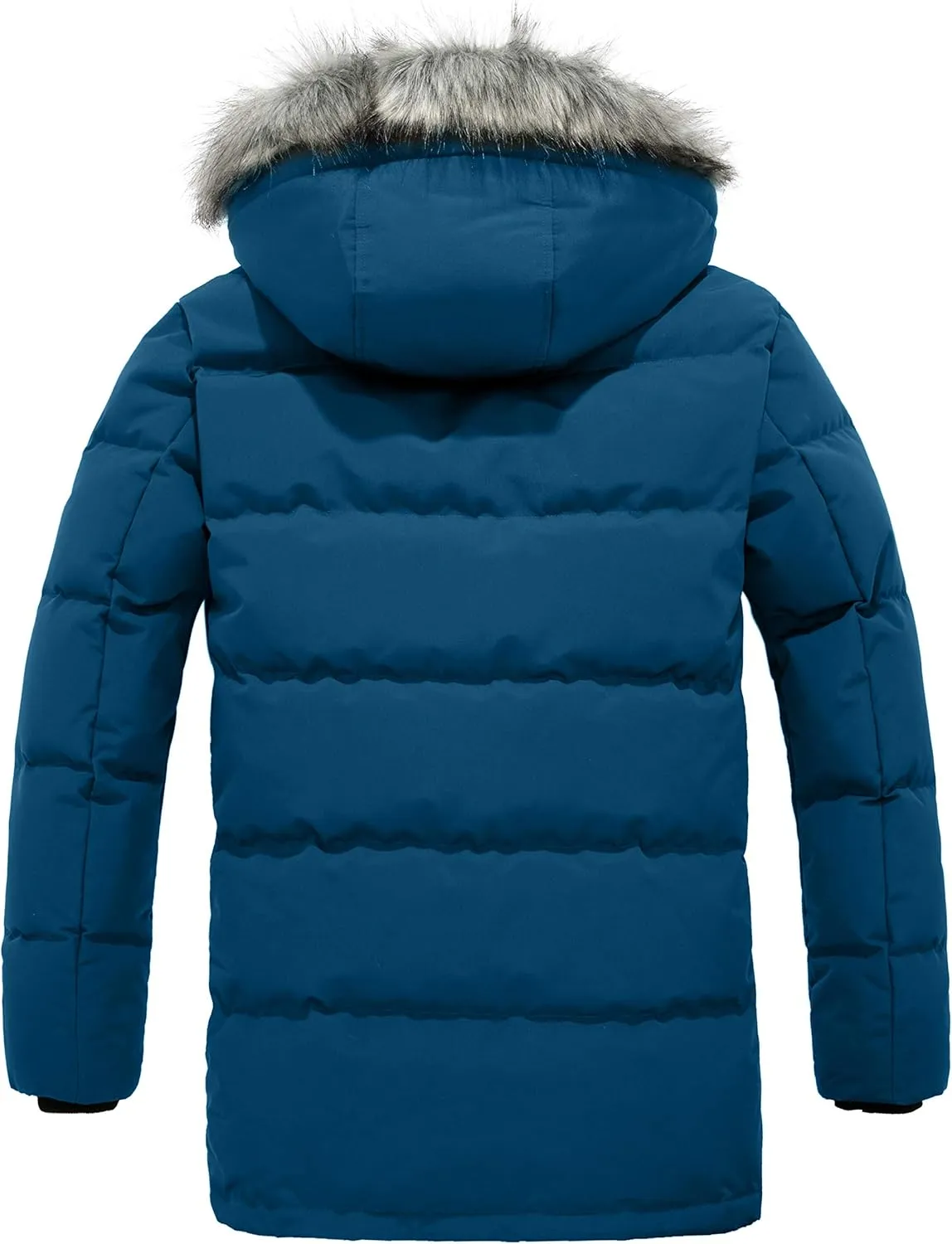 wantdo Men's Winter Jacket Thicken Winter Coat Warm Puffer Jacket with Faux Fur Hood