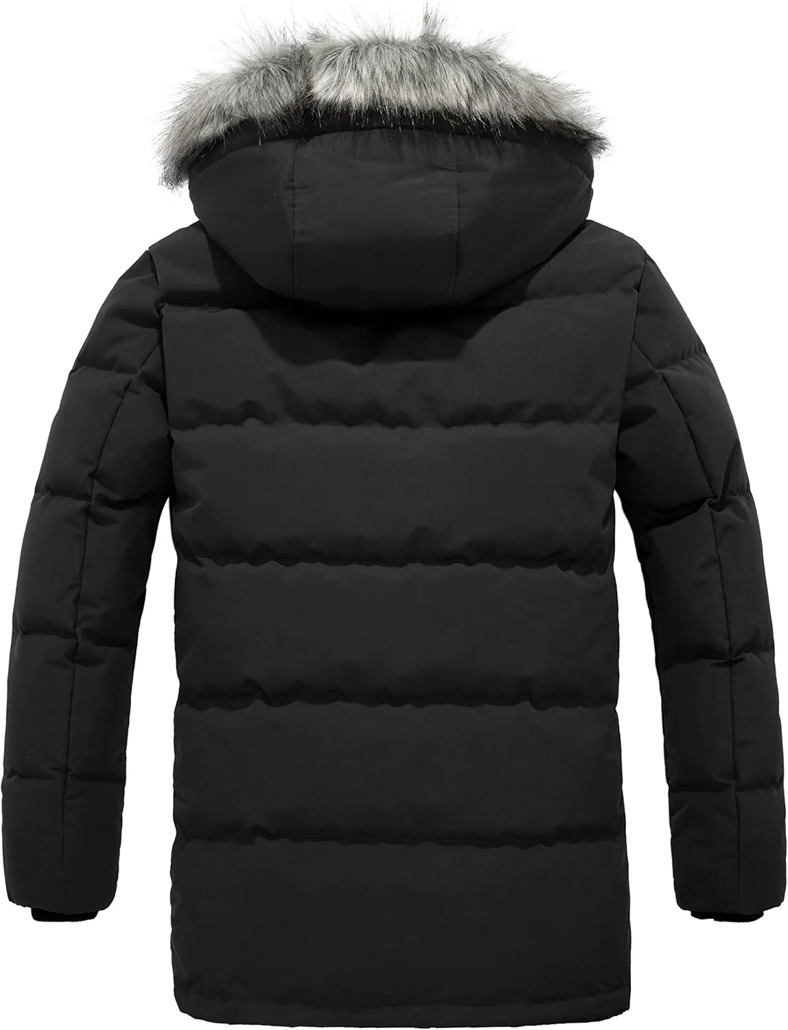 wantdo Men's Winter Jacket Thicken Winter Coat Warm Puffer Jacket with Faux Fur Hood