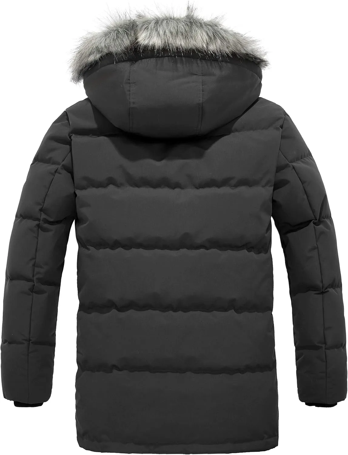wantdo Men's Winter Jacket Thicken Winter Coat Warm Puffer Jacket with Faux Fur Hood