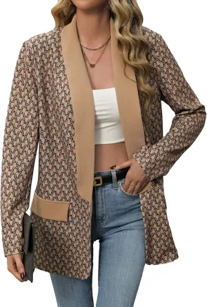 WDIRARA Women's Shawl Collar Open Front Flowy Long Sleeve Elegant Velvet Blazer Coat