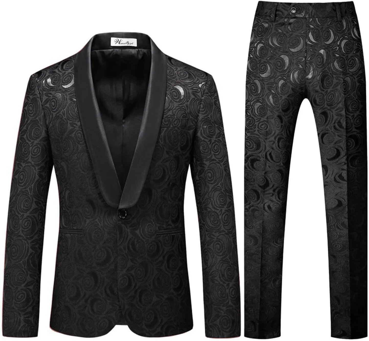 Wemaliyzd Men's 3 Pieces Jacquard Wedding Suit Classic Fit Blazer Vest Pants