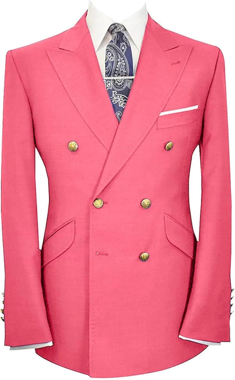 Wemaliyzd Men's Sport Coat Classic Fit Peak Lapel Double Breasted Suit Blazer