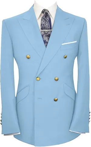 Wemaliyzd Men's Sport Coat Classic Fit Peak Lapel Double Breasted Suit Blazer