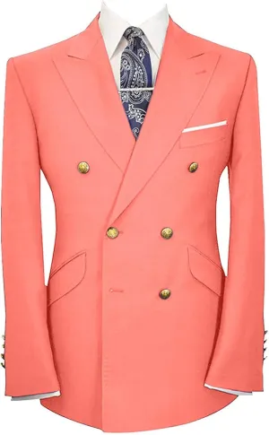 Wemaliyzd Men's Sport Coat Classic Fit Peak Lapel Double Breasted Suit Blazer