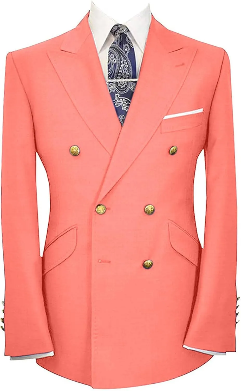 Wemaliyzd Men's Sport Coat Classic Fit Peak Lapel Double Breasted Suit Blazer