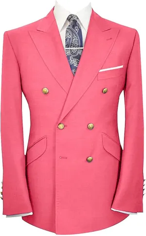 Wemaliyzd Men's Sport Coat Classic Fit Peak Lapel Double Breasted Suit Blazer