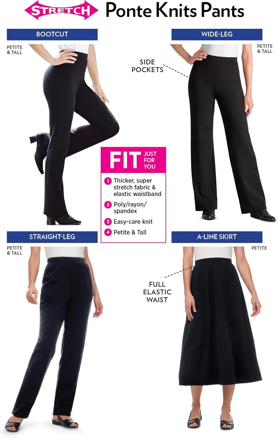 Woman Within Plus Size Straight Leg Ponte Knit Pant