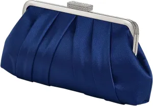 Women Elegant Pleated Clutch Bag Ruched Purse with Metal Chain, Dressy Crossbody Shoulder Bag for Weddings, Galas
