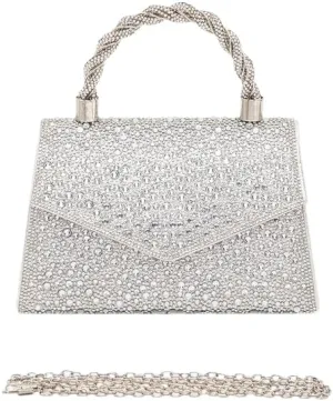 Women Luxury Rhinestone Top Handle Clutch Bag  Elegant Evening Handbag with Shoulder Chain for Weddings, Parties