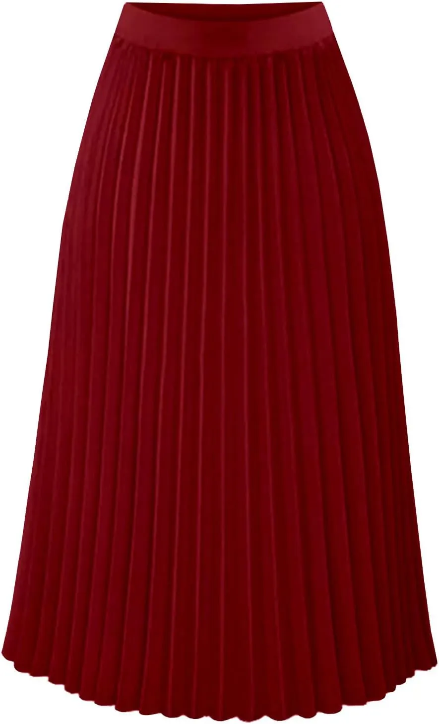 Women Pleated Chiffon Flare Skirt Trendy Midi Swing A-line Skirt Dressy Plain High Elastic Waist Elegant Long Skirts