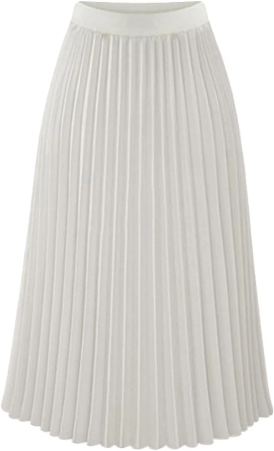 Women Pleated Chiffon Flare Skirt Trendy Midi Swing A-line Skirt Dressy Plain High Elastic Waist Elegant Long Skirts