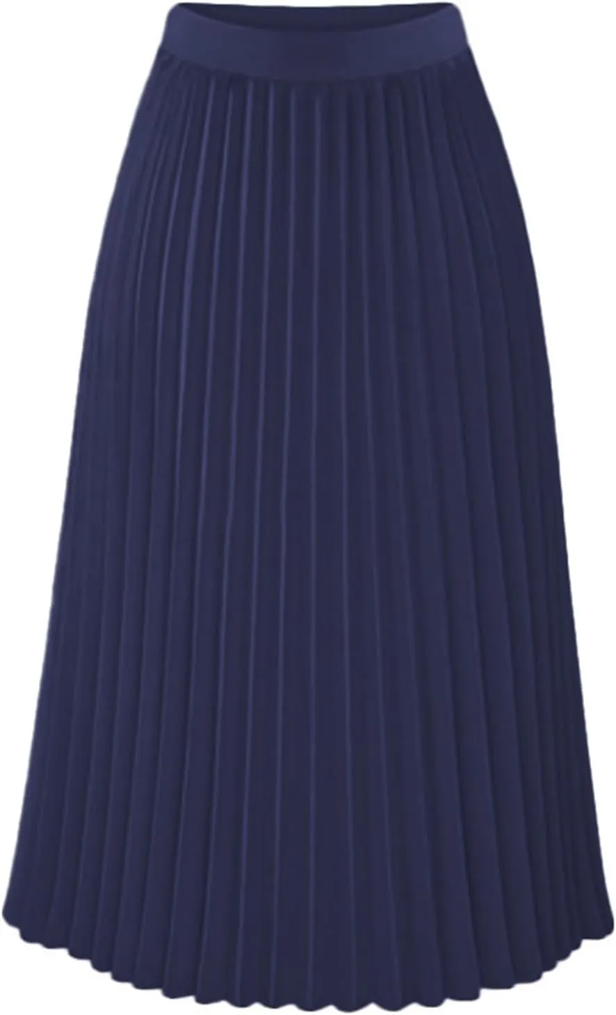 Women Pleated Chiffon Flare Skirt Trendy Midi Swing A-line Skirt Dressy Plain High Elastic Waist Elegant Long Skirts