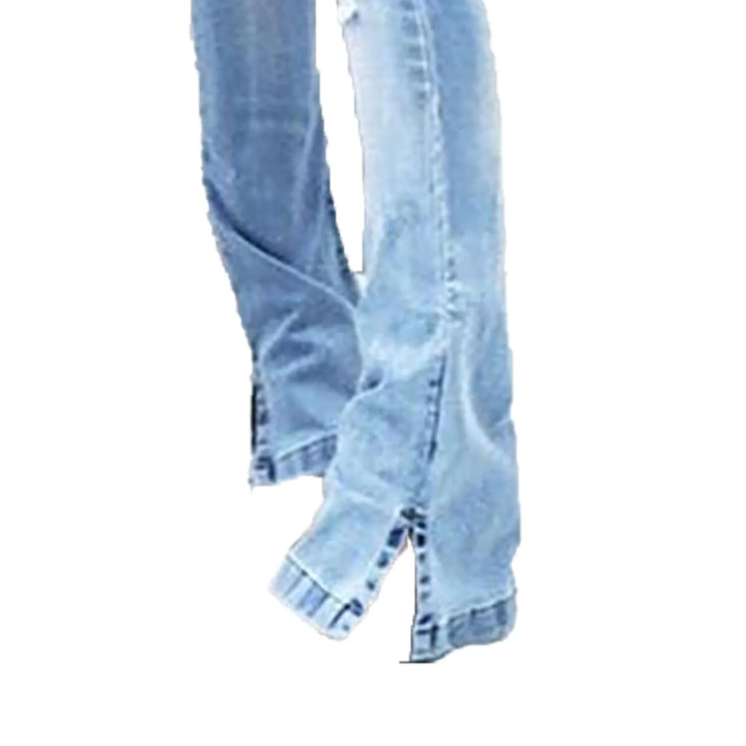 Women Skinny Ripped Bell Bottom Jeans High Waisted Split Hem Flared Denim Pants Distressed Wide Leg Jean Trouser (Light Blue,Large)