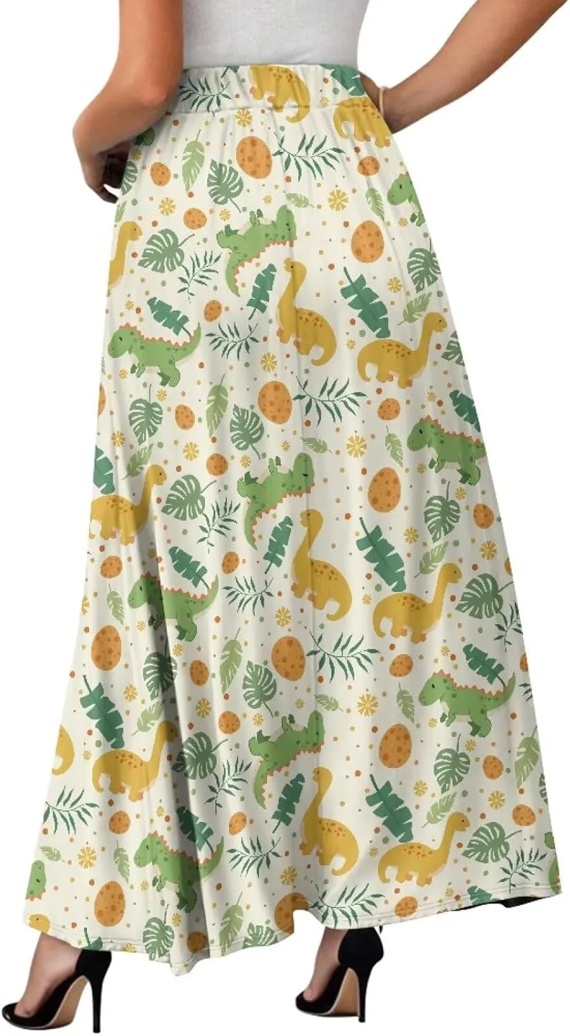 Women's 2025 Summer Women's High Waist A Line Maxi Skirt for Women Trendy Hem Trendy Long Skirt