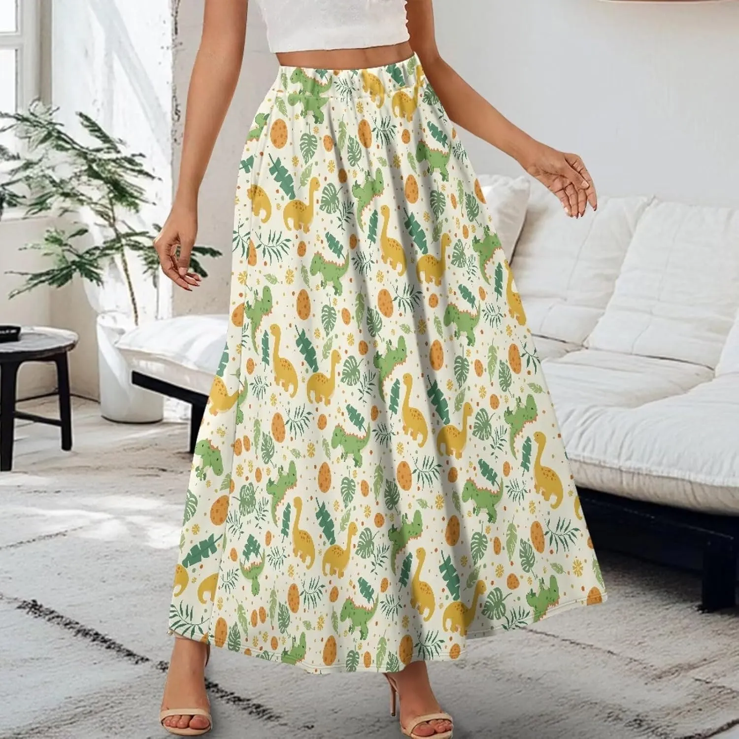 Women's 2025 Summer Women's High Waist A Line Maxi Skirt for Women Trendy Hem Trendy Long Skirt
