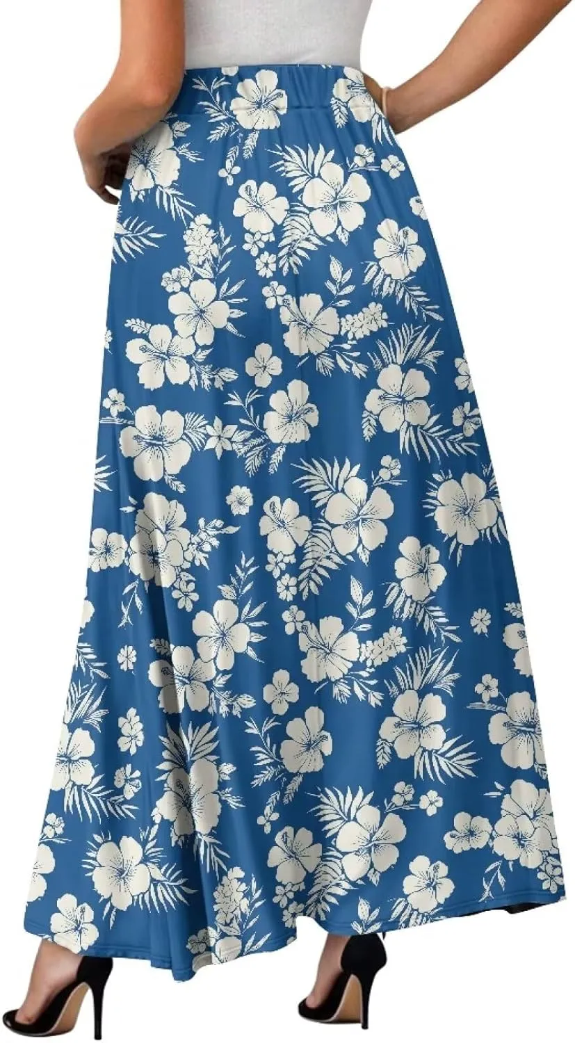 Women's 2025 Summer Women's High Waist A Line Maxi Skirt for Women Trendy Hem Trendy Long Skirt