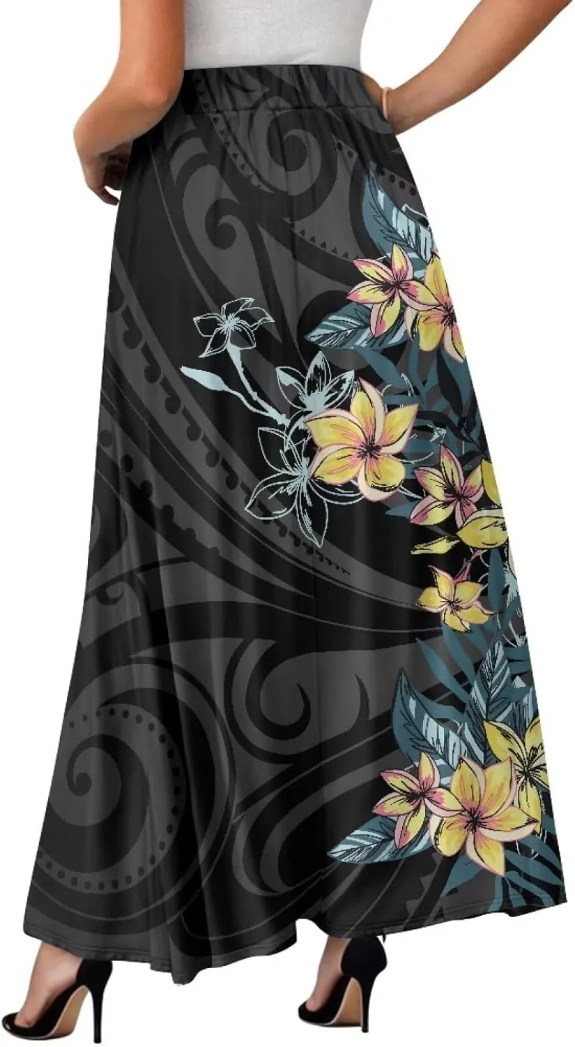Women's 2025 Summer Women's High Waist A Line Maxi Skirt for Women Trendy Hem Trendy Long Skirt
