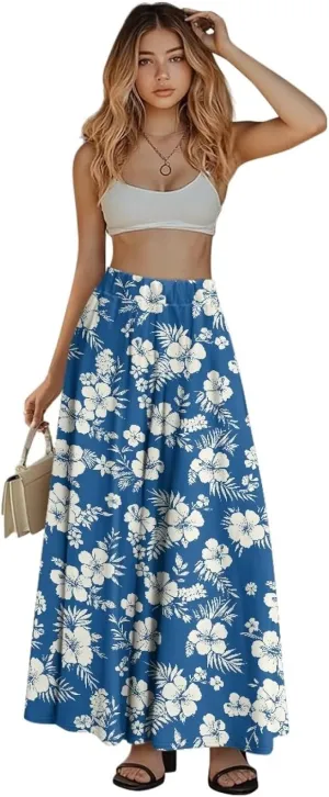 Women's 2025 Summer Women's High Waist A Line Maxi Skirt for Women Trendy Hem Trendy Long Skirt