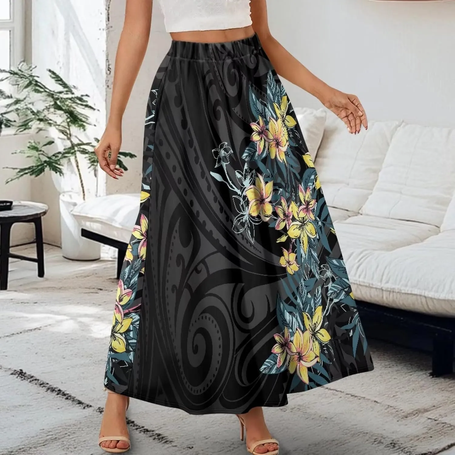 Women's 2025 Summer Women's High Waist A Line Maxi Skirt for Women Trendy Hem Trendy Long Skirt