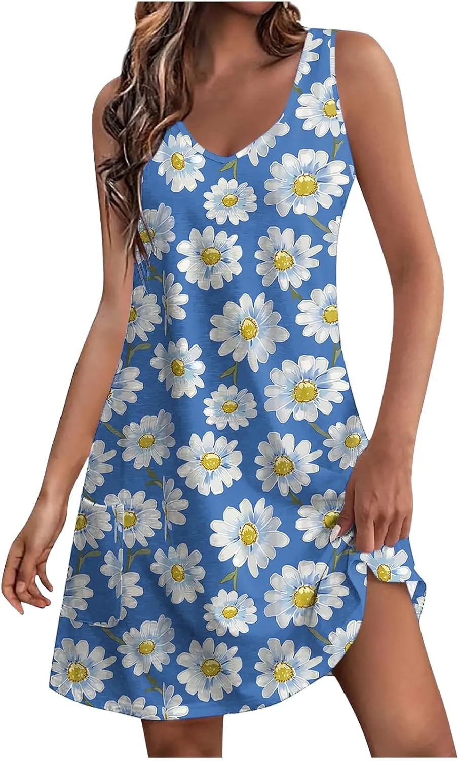 Women's Casual Boho Tank Dress Summer Beach Sundress Vintage Floral Printed A-Line Dresses Elegant Midi Sundresses