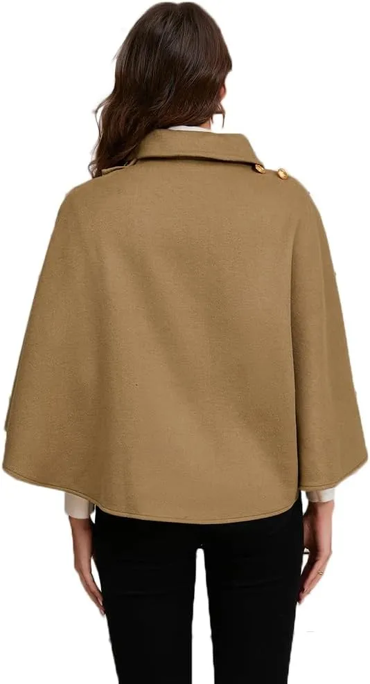 Women's Elegant Cape Cloak Coat Casual Business Party Office Warm Poncho Jacket