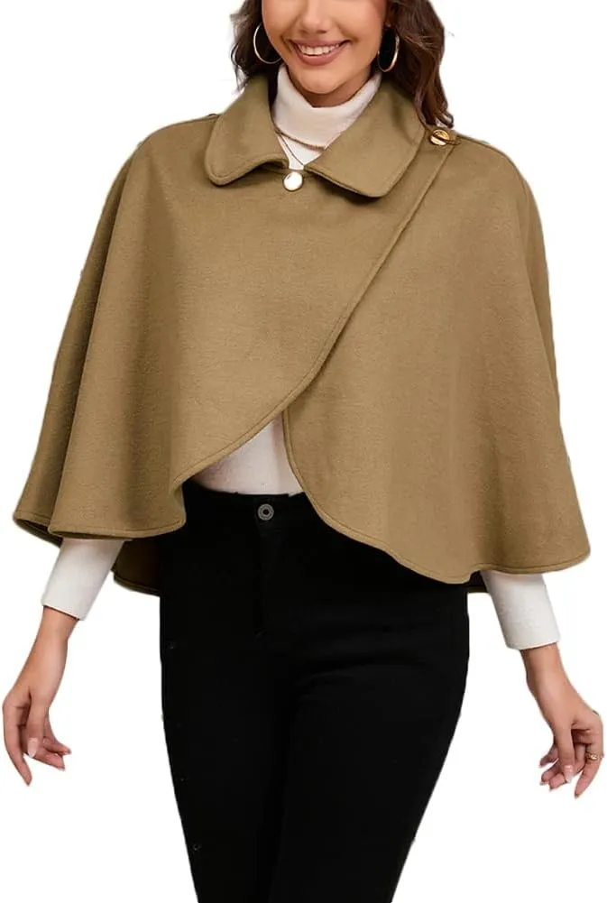 Women's Elegant Cape Cloak Coat Casual Business Party Office Warm Poncho Jacket