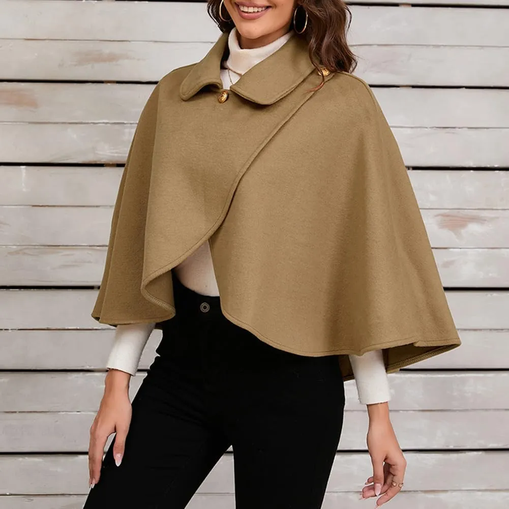 Women's Elegant Cape Cloak Coat Casual Business Party Office Warm Poncho Jacket