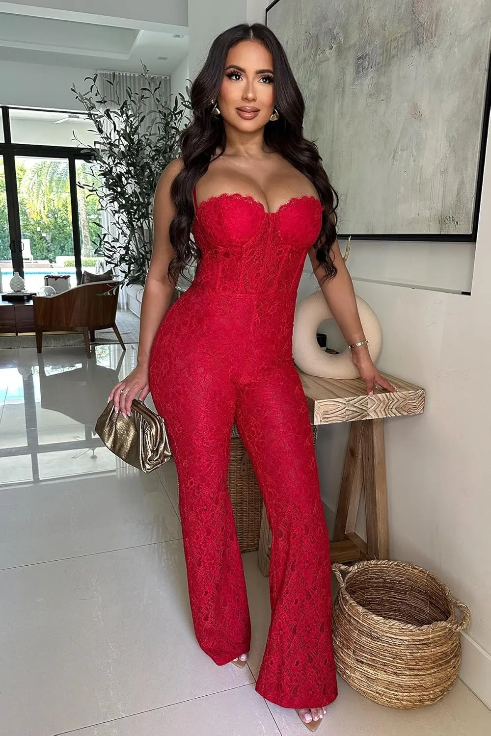 Women's formal elegant and sexy straight pants business party jumpsuit