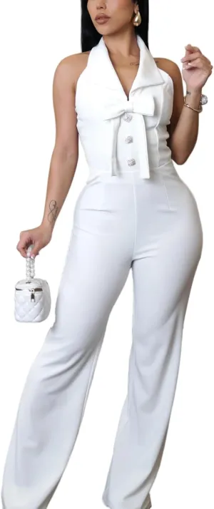 Women's formal elegant and sexy straight pants business party jumpsuit