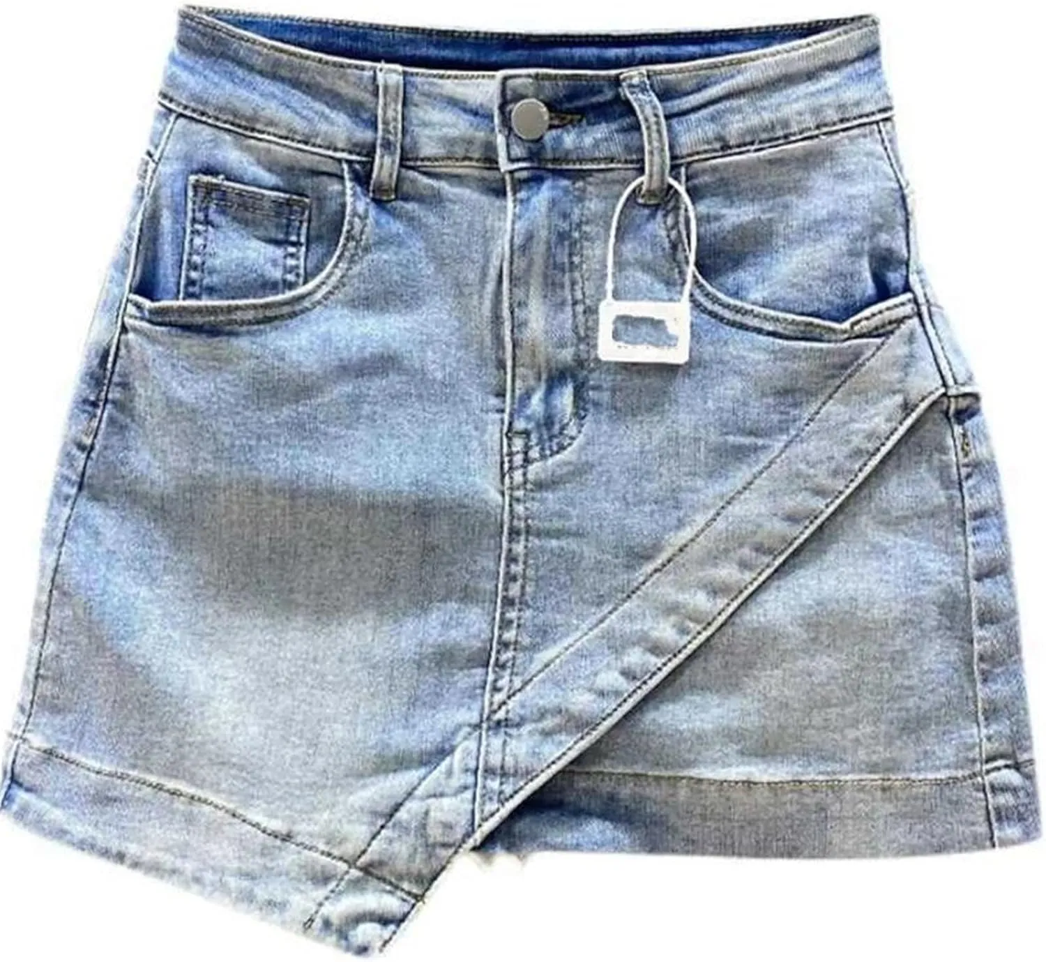 Women's Irregular Denim Short Skirt Summer High Waisted A-Line Slim Wrap Hip Jeans Skirts