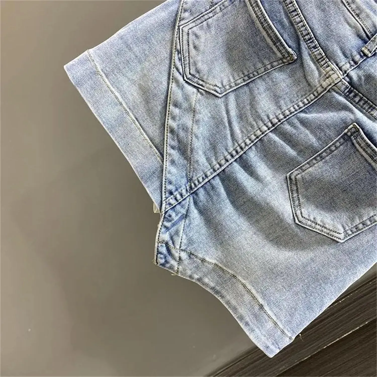 Women's Irregular Denim Short Skirt Summer High Waisted A-Line Slim Wrap Hip Jeans Skirts
