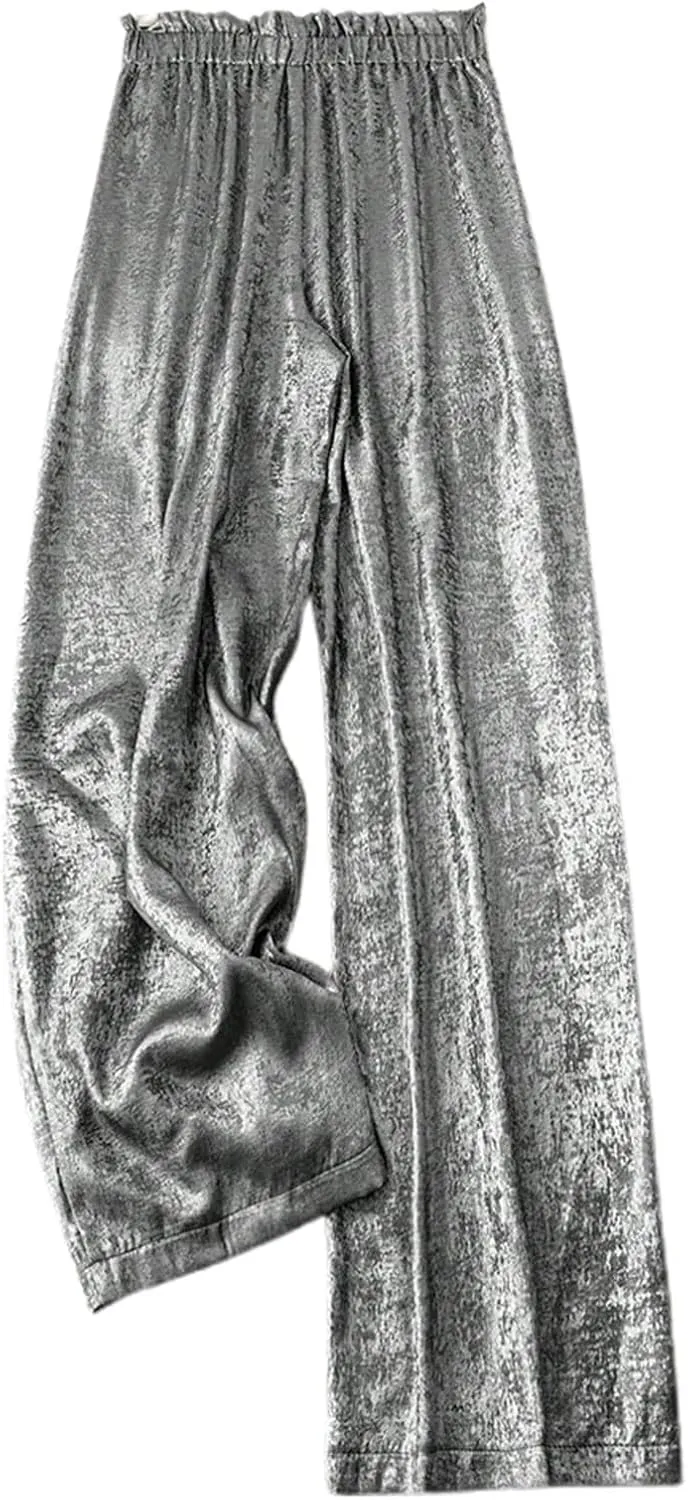 Women's Linen Baggy Pants Summer Casual Vacation High Waist Straight Leg Trousers Trendy Beach Pant
