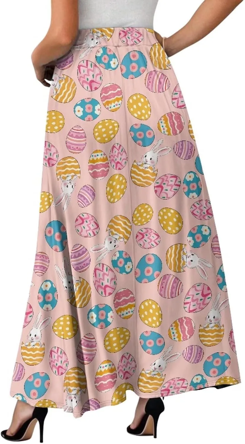 Women's Long High Waist A Line Skirt with Pockets for Women Trendy Hem Women's Long High Waist