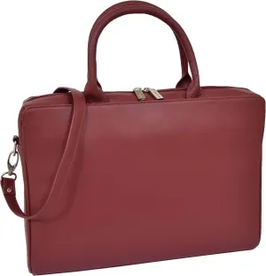 Womens Luxury Soft Leather Briefcase A4 Size Files Folders Office Executive Shoulder Bag A62 Red