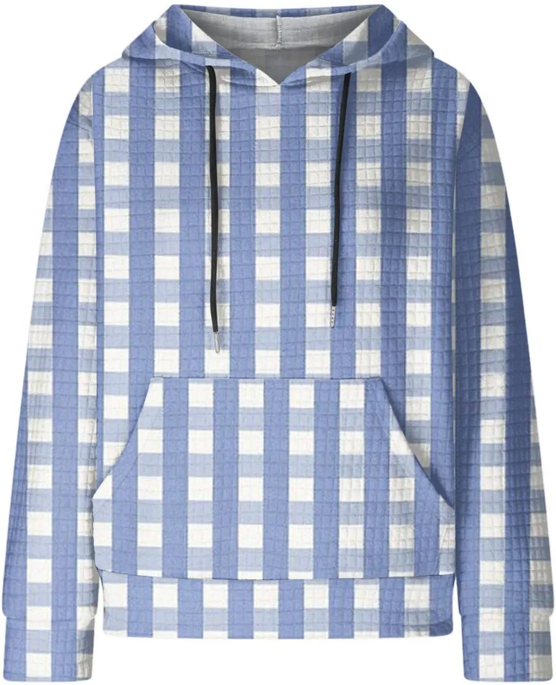 Womens Oversized Crewneck Sweatshirt Hooded Hoodie Long Sleeve Drawstring Waffle Pullover Trendy Shirts With Pocket