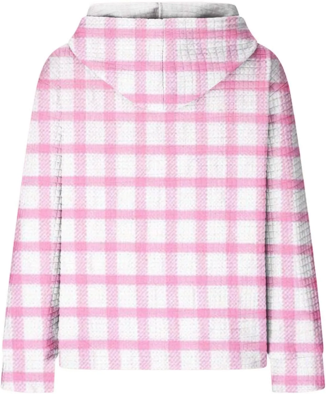 Womens Oversized Crewneck Sweatshirt Hooded Hoodie Long Sleeve Drawstring Waffle Pullover Trendy Shirts With Pocket