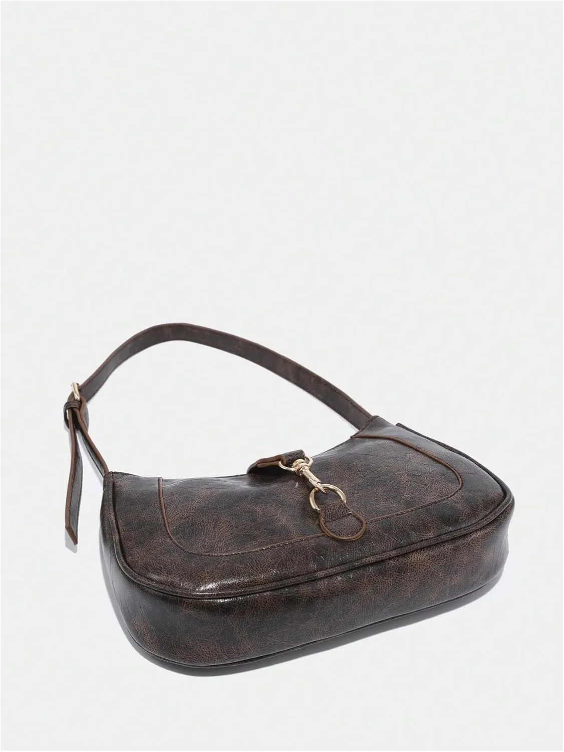 Women's Retro Vintage Zipper Shoulder Bag Adjustable Strap Elegant Underarm Purse Hobo Handbags