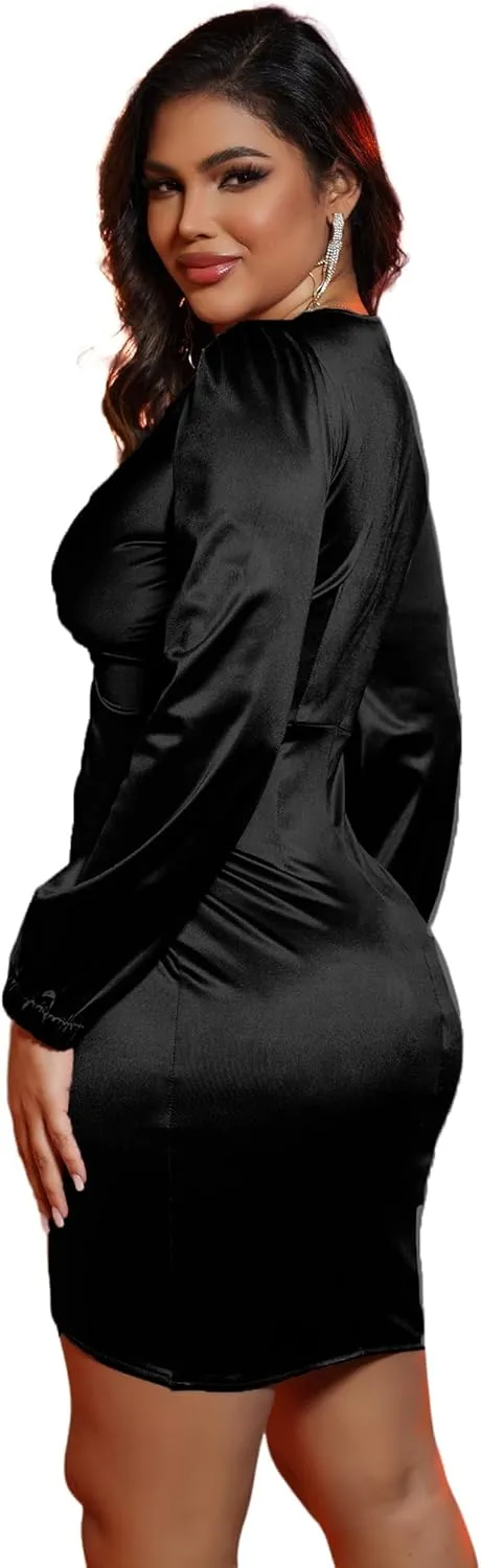 Womens Sexy Ruffle Elegant Bridesmaid Formal Evening Dress Elegant Curvy Wedding Guest Midi Dress