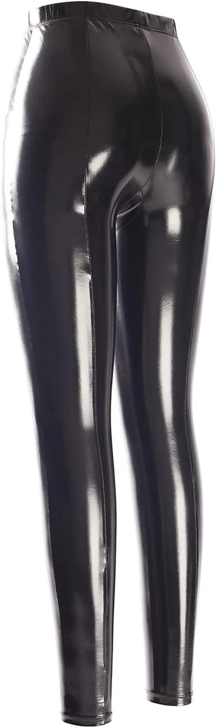 Women's Shiny Leather Metallic Color Tight Leggings