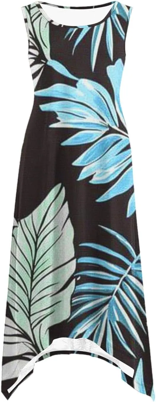 Womens Summer Dresses Casual Plus Size Sleeveless Crewneck Tank Sundress Loose fit Hawaiian Trendy Graphic Boho Midi Dresses