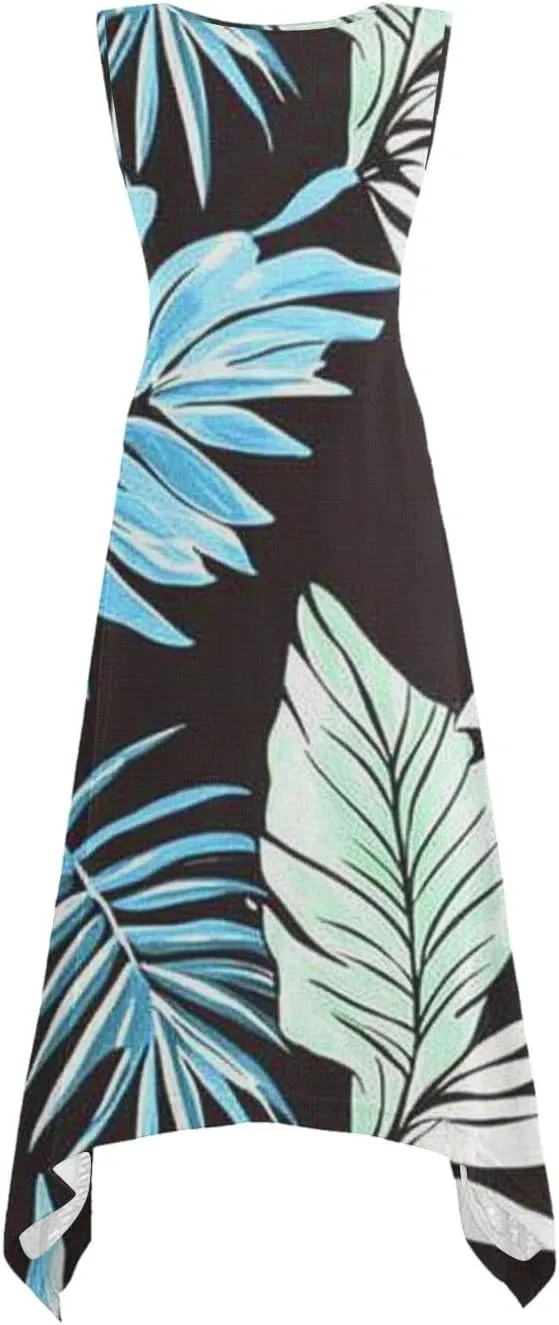 Womens Summer Dresses Casual Plus Size Sleeveless Crewneck Tank Sundress Loose fit Hawaiian Trendy Graphic Boho Midi Dresses