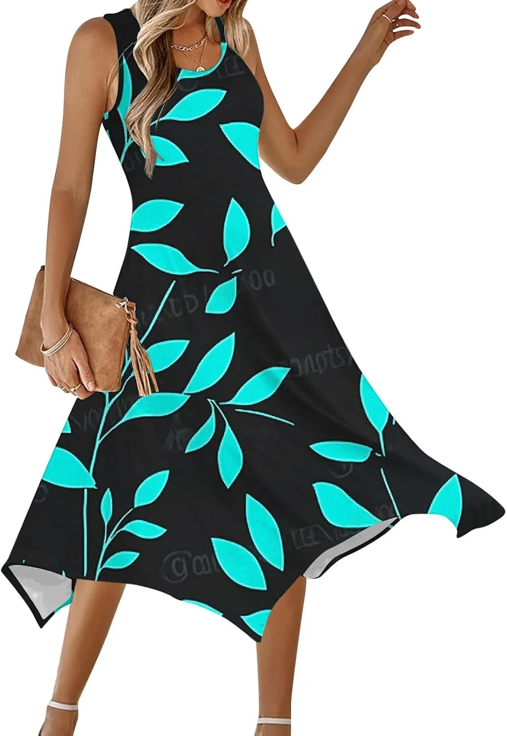 Womens Summer Dresses Casual Plus Size Sleeveless Crewneck Tank Sundress Loose fit Hawaiian Trendy Graphic Boho Midi Dresses