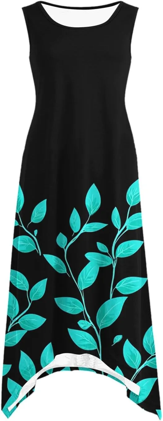Womens Summer Dresses Casual Plus Size Sleeveless Crewneck Tank Sundress Loose fit Hawaiian Trendy Graphic Boho Midi Dresses