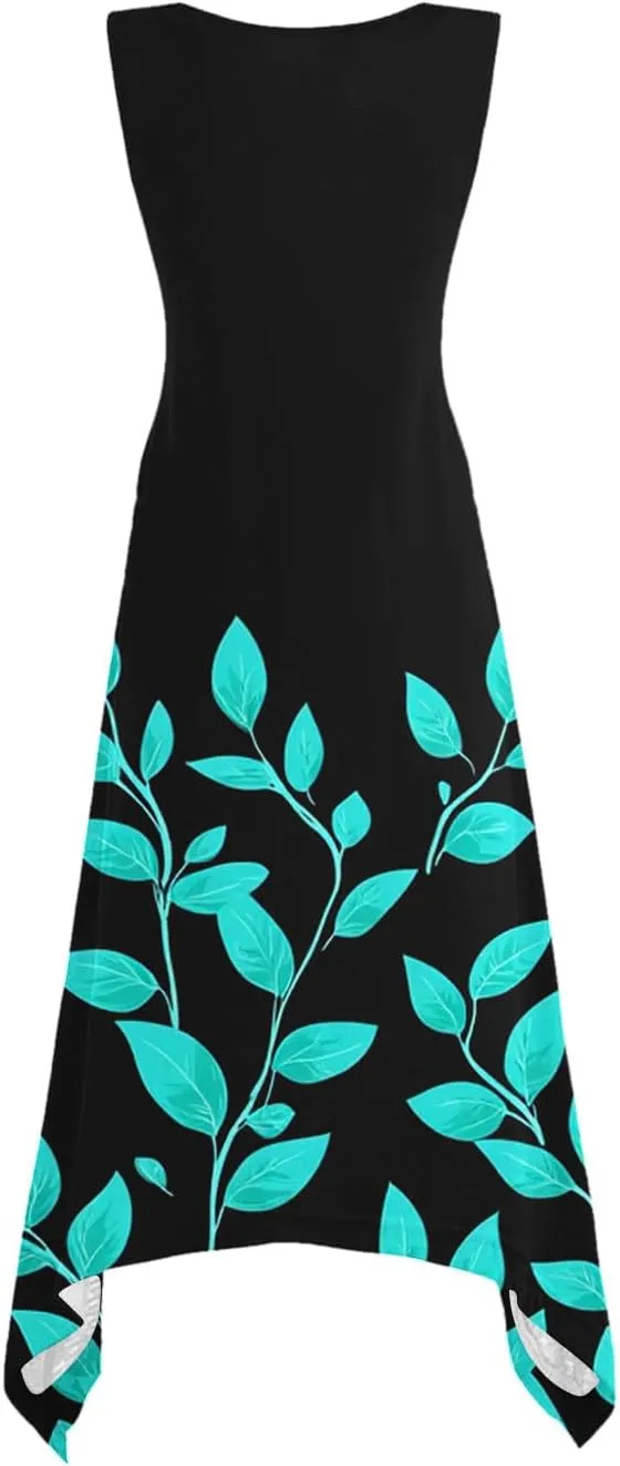 Womens Summer Dresses Casual Plus Size Sleeveless Crewneck Tank Sundress Loose fit Hawaiian Trendy Graphic Boho Midi Dresses