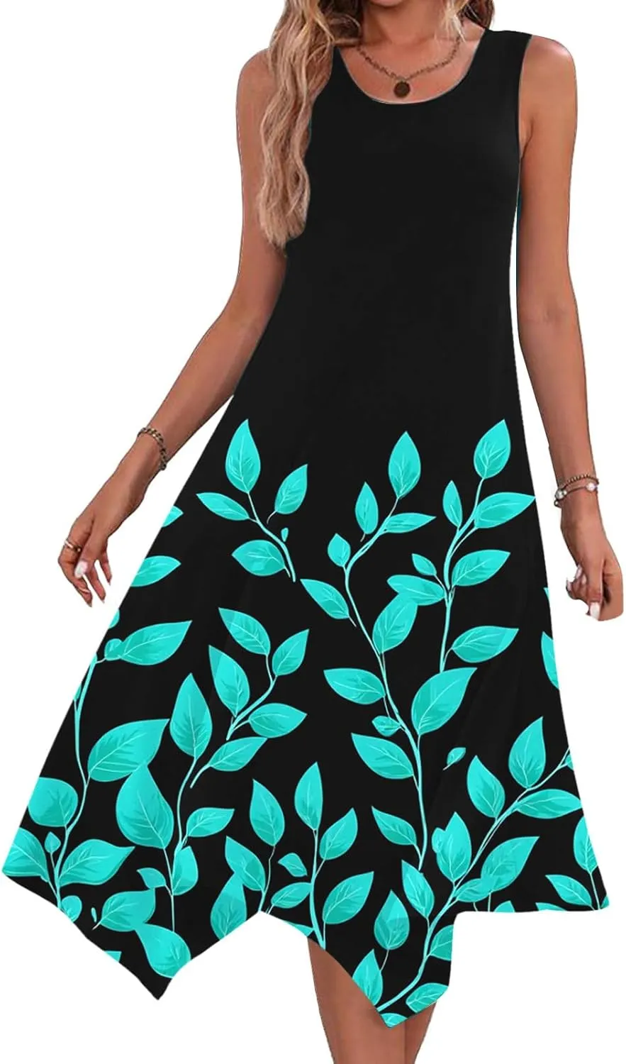 Womens Summer Dresses Casual Plus Size Sleeveless Crewneck Tank Sundress Loose fit Hawaiian Trendy Graphic Boho Midi Dresses