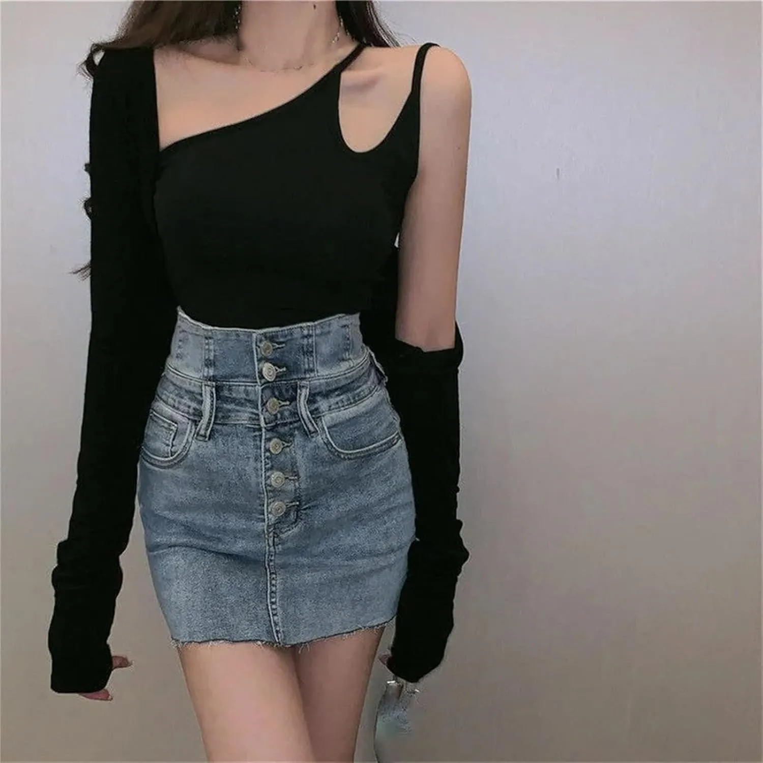 Women's Summer Sexy Wrap Denim Skirt High-Waisted Vintage Tight Bag Hip Mini Skirts