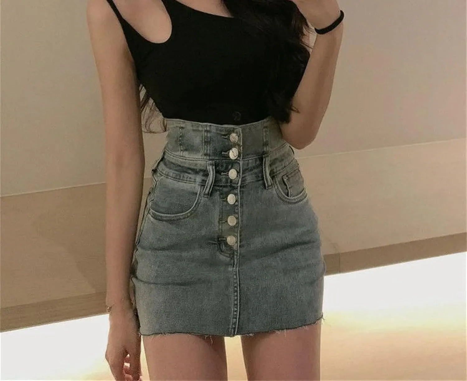 Women's Summer Sexy Wrap Denim Skirt High-Waisted Vintage Tight Bag Hip Mini Skirts