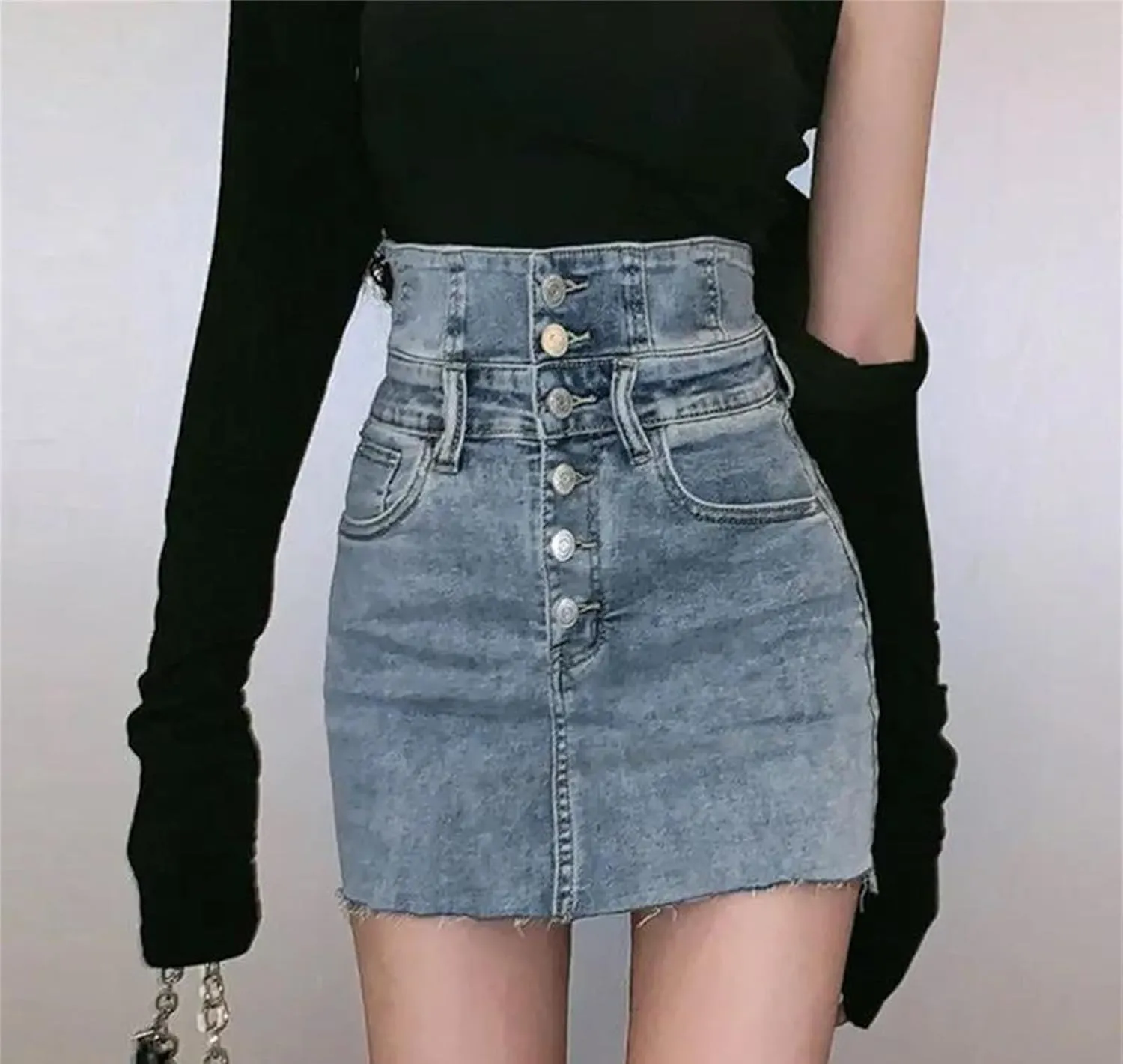 Women's Summer Sexy Wrap Denim Skirt High-Waisted Vintage Tight Bag Hip Mini Skirts