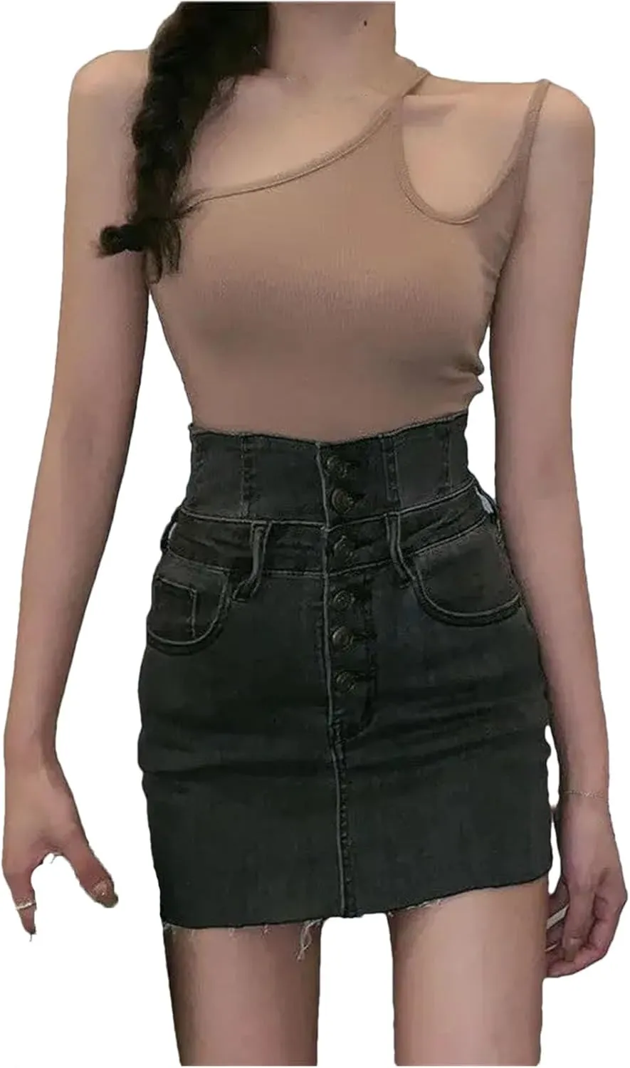Women's Summer Sexy Wrap Denim Skirt High-Waisted Vintage Tight Bag Hip Mini Skirts